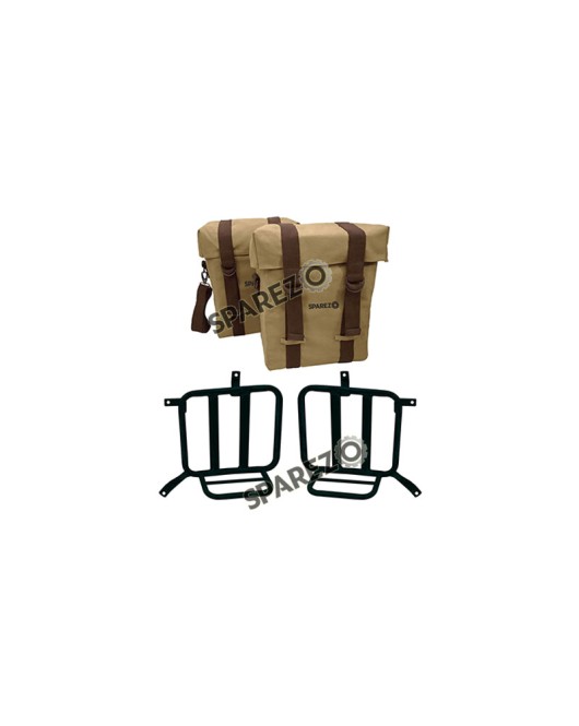 Royal Enfield Meteor 350cc Military Pannier Sand Color Bags With Fitting