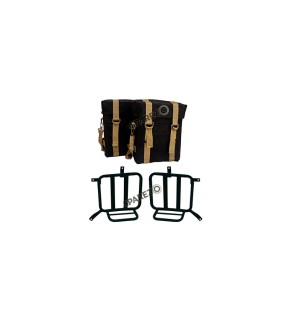 Royal Enfield Meteor 350cc Military Pannier Black and Golden Color Bags With Fitting