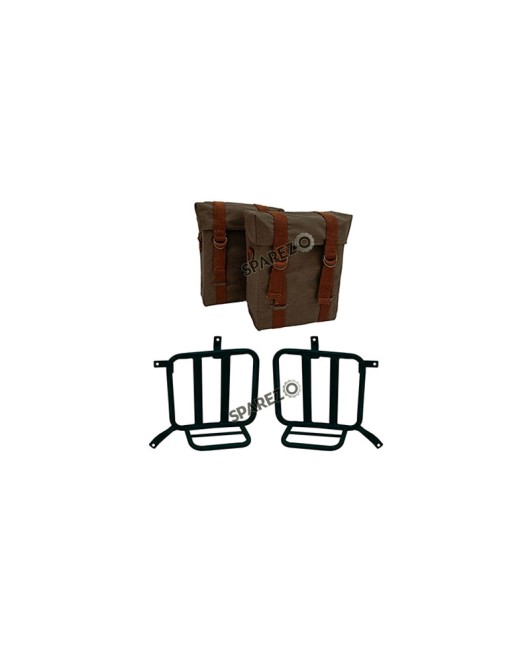 Royal Enfield Meteor 350cc Military Pannier Bags Olive Color With Fitting