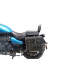 Royal Enfield Meteor 350 Grey Black Leather Bags with Mounting Pair