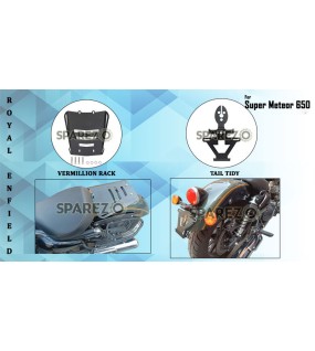 Royal Enfield Super Meteor 650 Vermillion Rack and Tail Tidy Accessories Combo
