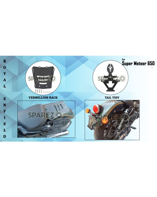 Royal Enfield Super Meteor 650 Vermillion Rack and Tail Tidy Accessories Combo