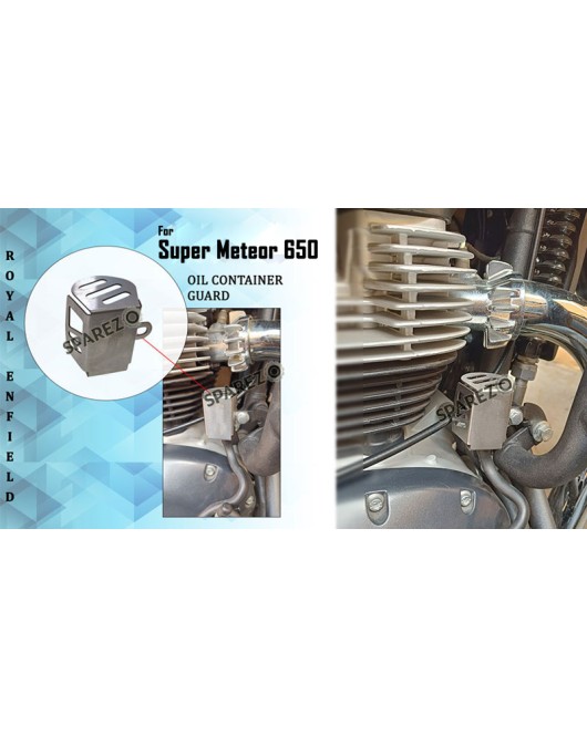 Royal Enfield Super Meteor 650 Stainless Steel Oil Container Guard Silver