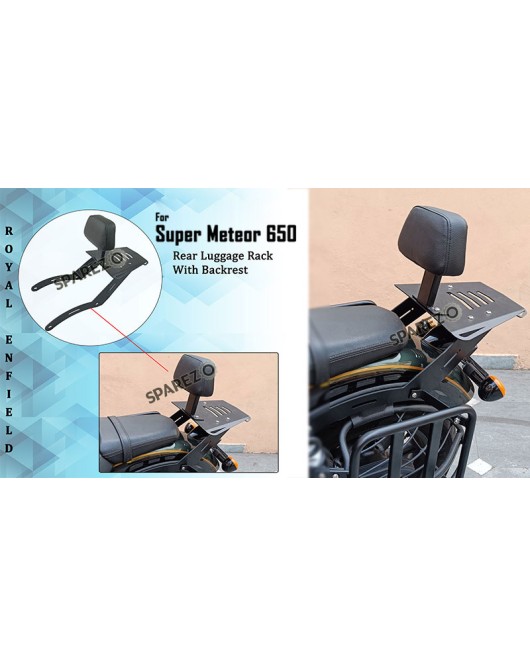 Royal Enfield Super Meteor 650 Rear Luggage Rack With Backrest Black