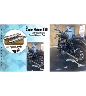 Royal Enfield Super Meteor 650 AEW 202 Chrome Exhaust Silencer LH and RH Pair  