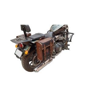 Royal Enfield Super Meteor 650 Canvas Leather Bags With Pannier Mounting Pair
