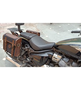 Royal Enfield Super Meteor 650 Canvas Leather Bags With Pannier Mounting Pair