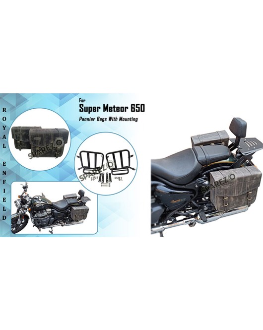 Royal Enfield Super Meteor 650 LH-RH Pannier Bags Pair With Mounting Pair