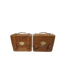 Royal Enfield Super Meteor 650 Tan Brown Leather Pannier Bags With Mounting Pair