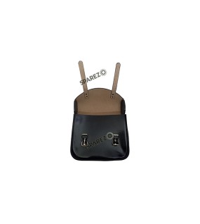 Royal Enfield Super Meteor 650 Glossy Black Leather Pannier Bag and Mounting LH RH