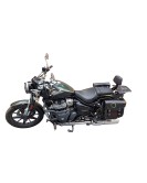 Royal Enfield Super Meteor 650 Glossy Black Leather Pannier Bag and Mounting LH RH