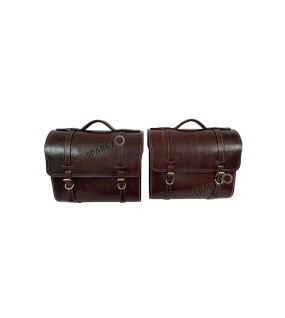 Royal Enfield Super Meteor 650 Antique Brown Leather Pannier Bags and Mounting