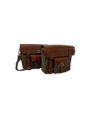 Royal Enfield Super Meteor 650 Olive Canvas Leather Pannier Bags and Mounting