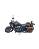 Royal Enfield Super Meteor 650 Olive Canvas Leather Pannier Bags and Mounting