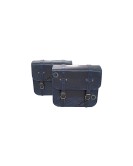 Royal Enfield Super Meteor 650 Navy Blue Leather Pannier Bags and Mounting LH RH