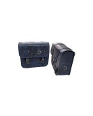 Royal Enfield Super Meteor 650 Navy Blue Leather Pannier Bags and Mounting LH RH