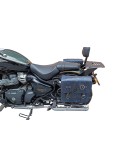 Royal Enfield Super Meteor 650 Navy Blue Leather Pannier Bags and Mounting LH RH