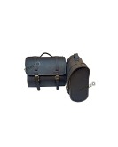 Royal Enfield Super Meteor 650 LH RH Black Leather Pannier Bags Pair and Mounting