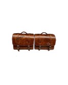 Royal Enfield Super Meteor 650 Brown Tan Leather Bags With Pannier Mounting