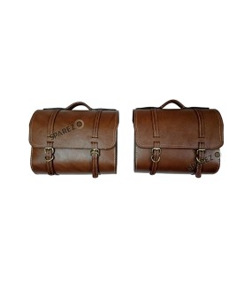 Royal Enfield Super Meteor 650 Brown Leather Bags With Pannier Mounting Pair