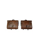 Royal Enfield Super Meteor 650 Brown Leather Bags With Pannier Mounting Pair