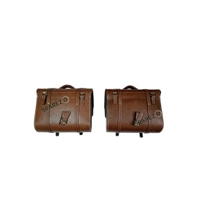 Royal Enfield Super Meteor 650 Brown Leather Bags With Pannier Mounting Pair