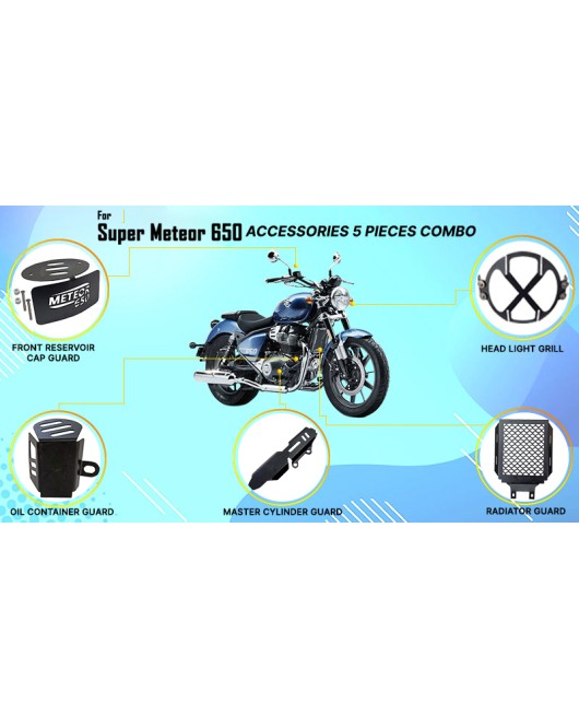 Royal Enfield Super Meteor 650 5 PCS Accessories Combo Black