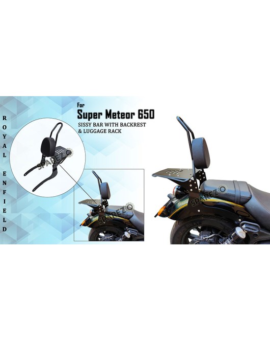 Royal Enfield Super meteor 650 Sissy Bar With Backrest and Luggage Rack