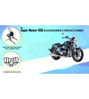 Royal Enfield Super Meteor 650 Pannier Mounting and Rear Backrest With Rack