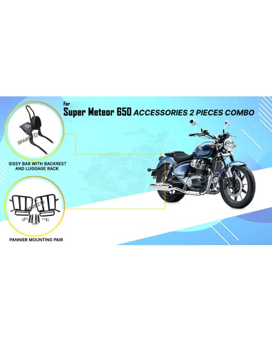 Royal Enfield Super Meteor 650 Pannier Mounting and Rear Backrest With Rack