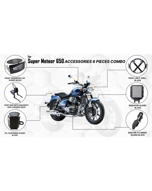 Royal Enfield Super Meteor 6 Pcs Accessories Combo Black