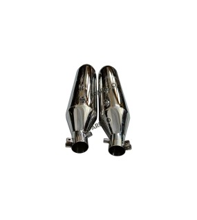 Royal Enfield Super Meteor 650 Red Rooster Exhaust Silencer Pair LH RH