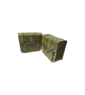 Royal Enfield Super Meteor 650 Olive Green Leather Pannier Bag and Mounting LH RH