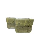Royal Enfield Super Meteor 650 Olive Green Leather Pannier Bag and Mounting LH RH