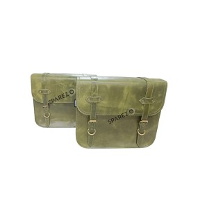 Royal Enfield Super Meteor 650 Olive Green Leather Pannier Bag and Mounting LH RH
