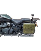Royal Enfield Super Meteor 650 Olive Green Leather Pannier Bag and Mounting LH RH